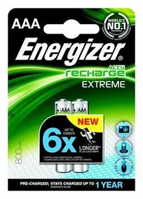 Újratölthető akkumulátor, AAA (mikroceruza), 2x800 mAh, előtöltve, ENERGIZÁTOR